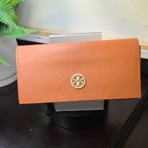Tory Burch Tangerine Glass CA with Gold Emblem